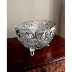 Vintage Large Oval Crystal Footed Bowl